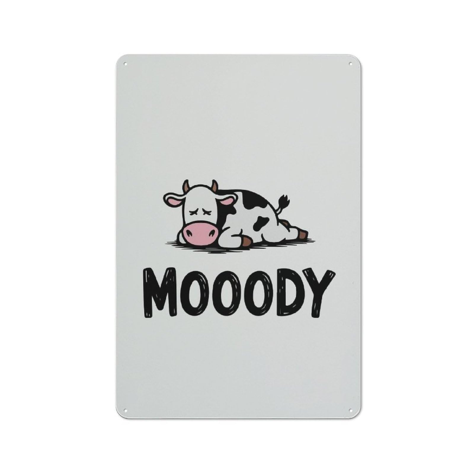 Junmoney Sleepy Cow Mood Kitchen Metal Sign With Design 30X20cm, Cosy Kitchen Wall Decor For Bakery, Diner, Cafe Or Family Room