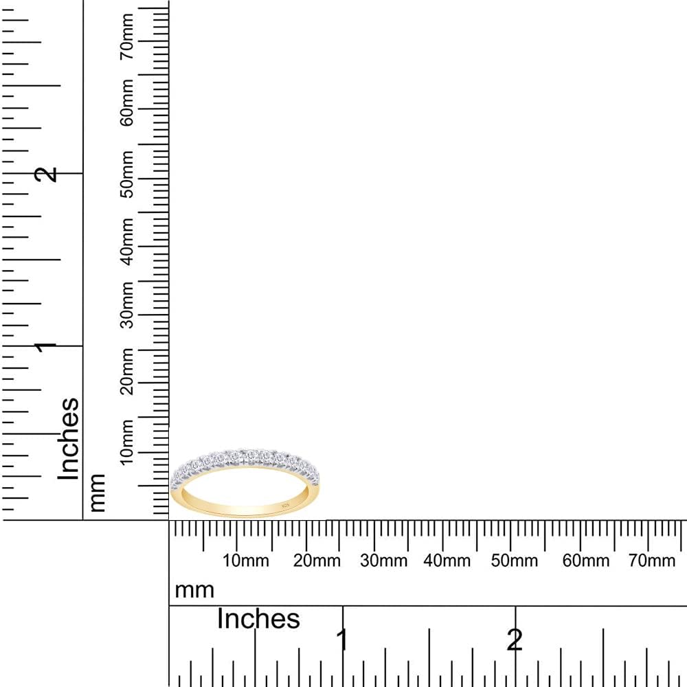 SAVEARTH DIAMONDS Moissanite Wedding Band, Wedding Rings for Women, 0.20 To 0.42 ct D Color VVS1 Lab Created Diamond Sterling Silver Rings Half Eternity Stackable Engagement Ring Anniversary Band