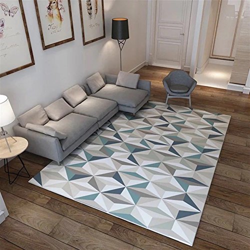 Ommda Tapis Salon Design Moderne Tapis Salon Asiatique Anti Derapant Impression géométrique 3D Multicolore 200x300cm 7mm