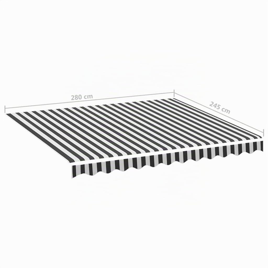 Tomostar Toile de Remplacement Store Banne, Toit de Rechange Tissu de Remplacement pour Auvent Anthracite et Blanc 3x2,5 m