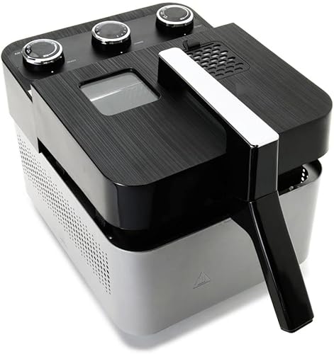 Cooks Companion Freidora de aire 2 en 1 de 1200 W de 35 cuartos de galón y freidora de 8 tazas color plateado