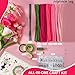 Pipe Cleaners Craft 5 Colors,Chenille Stems Plush Craft Kit,Pink Pipe Cleaners Flowers Kit with Floral Tape for Wedding Gifts Graduation Bouquet JollyPetal&Twig (Pink)