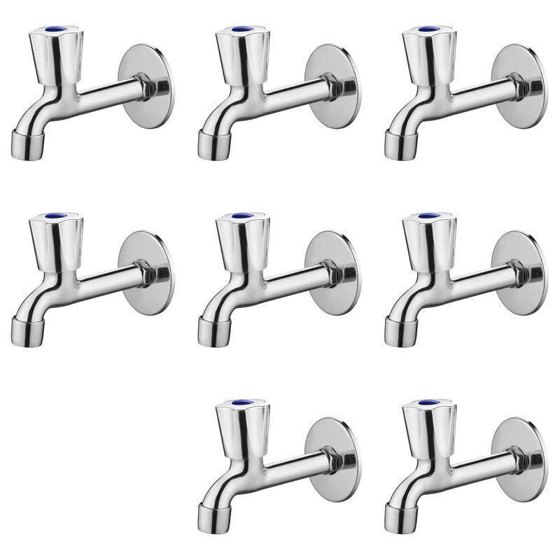 Spazio Stainless Steel Crown Collection Long Body Taps (Pack of 8) for Bathroom/Kitchen Taps Foam Flow Water with Wall Flange Chrome Plated Brass Disc, Bib Tap Faucet (Wall Mount Installation Type) (B0C24GN6FC) Amazon Price History, Amazon Price Tracker