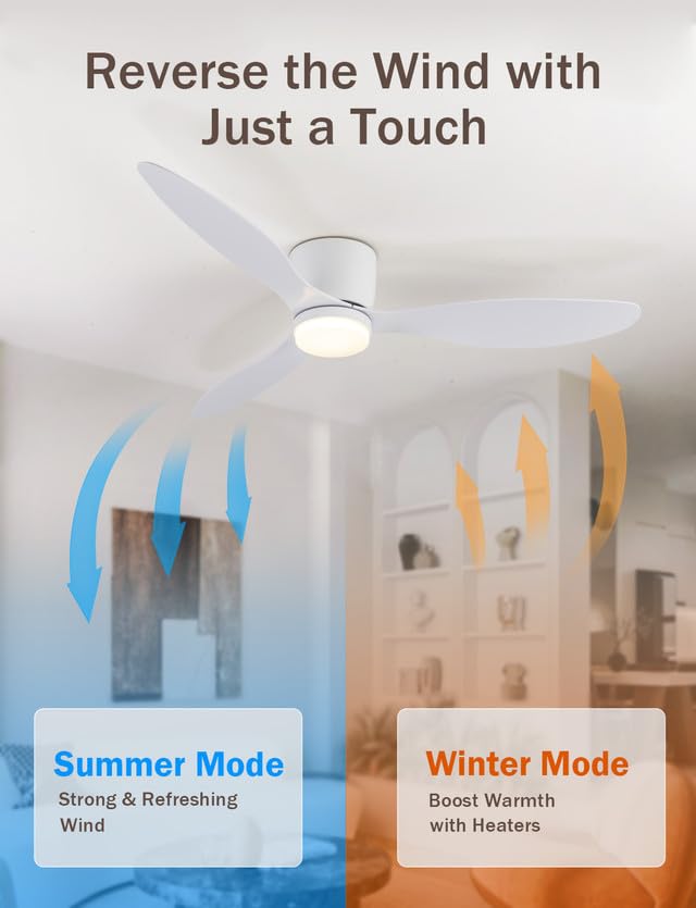 Deckenventilator mit Beleuchtung und Fernbedienung Leise, 106 cm Smart Ventilator Kompatibel mit Alexa, Dimmbar Sommer-Winter-Betrieb Deckenlampe Ventilator für Wohnzimmer, Schwarz
