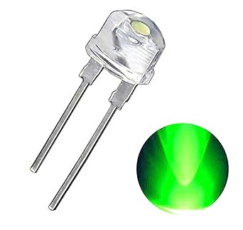 Wizzo (Pack of 100 Pieces) 0.5 Watt Super Bright Transparent Green LED 8mm 3V DC 2 Pin Light Emitting Diode (GREEN) Multipurpose, For Science Projects DIY Hobby Kit