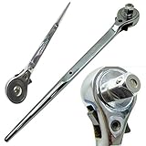 Gerüstmaulschlüssel Ratsche Podger Maulschlüssel Stahl aufrechter Schraubenschlüssel hell verchromt 1,27 cm Antrieb passt auf jede 1,27 cm Stecknuss