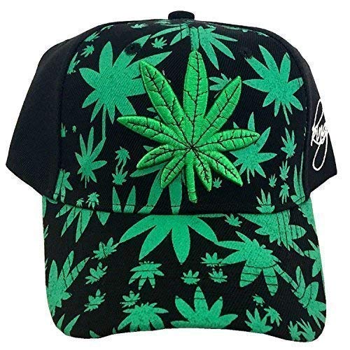 Gorra con visera plana de King Ice, con diseño de plantas de marihuana, unisex Leaf Baseball Taille unique