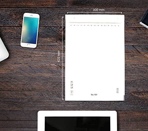 Gepolsterte Umschläge, Versandumschläge, Papiertüten mit Blaseninnen, Weiß, Versandtaschen mit Klebeverschluss - Ofituria (200 Briefumschläge, 300 x 420 mm)