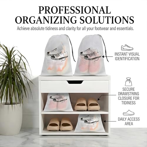 Image of Solitude Pack of 10 Shoe Bags for Travel, Drawstring Travel Shoe Bags for Packing, Dustproof Portable Travel Shoe Storage Bag for Men and Women