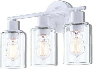 WISBEAM 3-Light Bathroom Vanity Wall Light, White Bathroom Light Fixture...