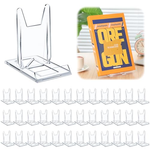 Memorywuu 12 Pack Acrylic Book Stand for Display Adjustable Clear Display Holder Easel Collector Stand for Home Office Back to School Comic Album CD Magazine Postcard Artworks (5.91 x 6.1 x 3.15 Inch)