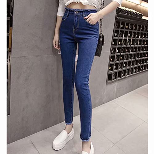 Maiyifu-GJ Women's High Waisted Destroyed Raw Hem Jeans Skinny Boyfriend Ankle Denim Pants Casual Slim Pencil Jean Trouser2