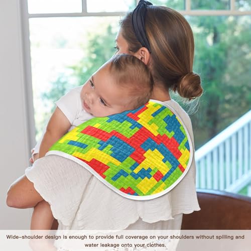 Building Blocks Baby Burp Cloths for Boys and Girls, Soft Muslin Spit Up Towels, 22"x11" Newborn Essentials for Feeding and Drooling, 1 Pack 7