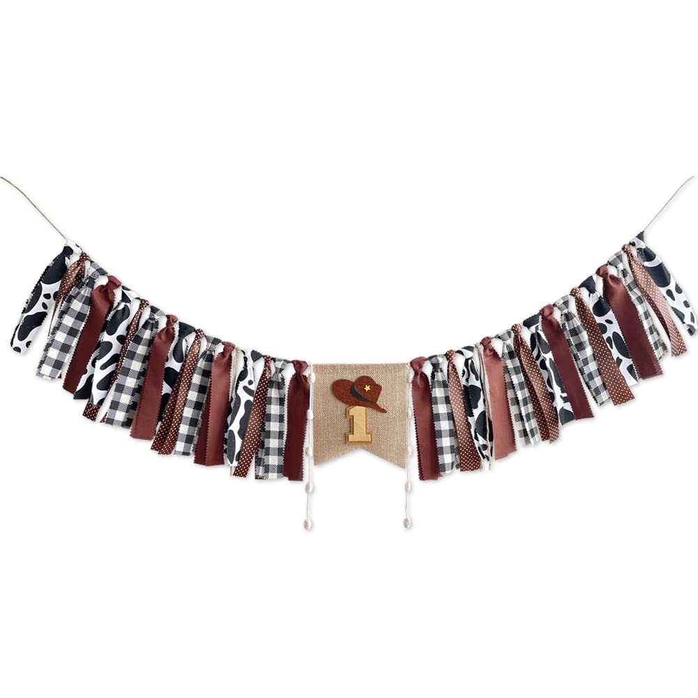 Photo 1 of 1st Birthday High Chair Banner - Cowboy Rodeo Party Decoration for Boy, Western Theme Birthday One Party, My First Rodeo for Photo Booth Props