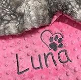 Puppy Blanket, Personalized Dog Blanket, Gray Paw Print Blanket, Puppy Gift, Dog Christmas Gift,...