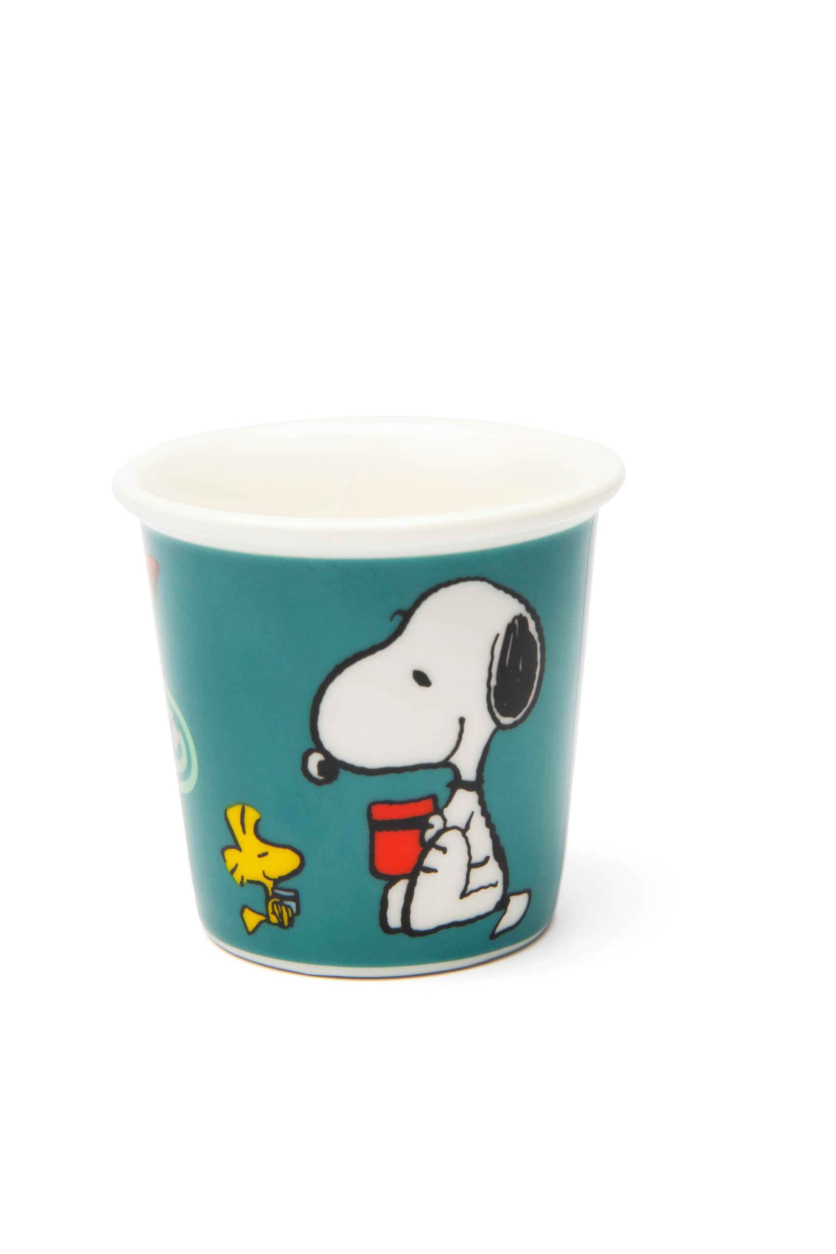 Excelsa Peanuts Shiny & Bright Set mit 6 Espresso-Bechern, Porzellan, Grün und Weiß, verziert mit Weihnachts-Snoopy, 6 x 6 x 6 cm, 90 ml