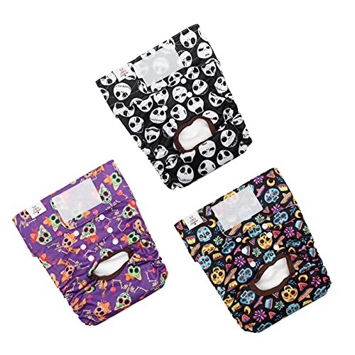 Image of CuteBone Dog Diapers Female Washable Small Medium Large 3 Pack Reusable Doggie Diapers Puppy Period Pants for Doggy Heat Cycle Peeing