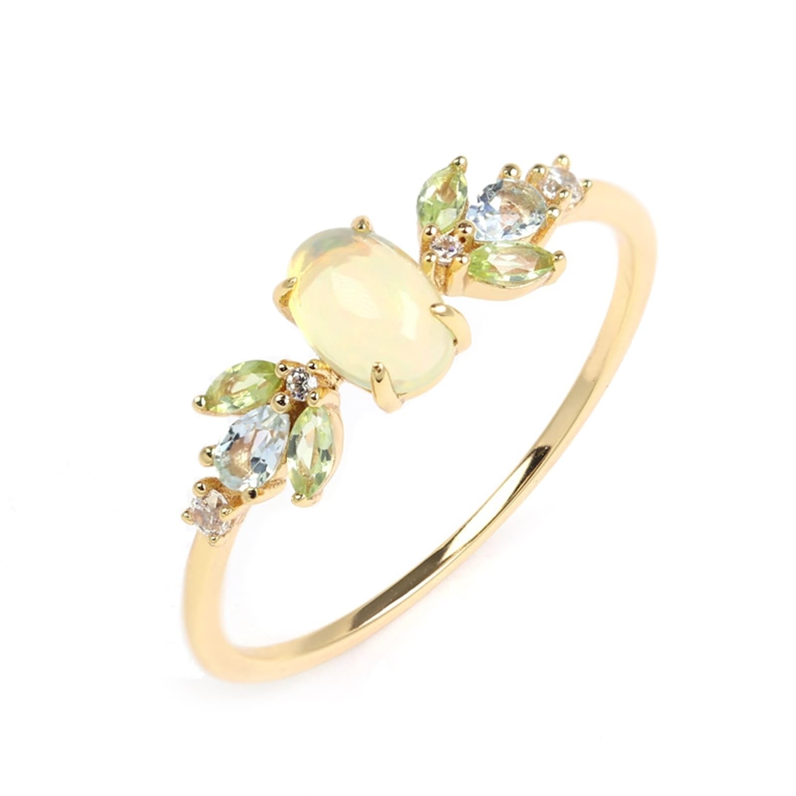 Alianzas Au 375/585/750 oro con ópalo ovalado, banda clásica de boda