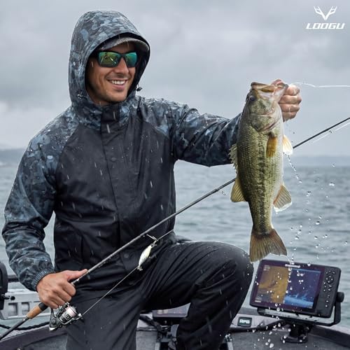 Image of LOOGU Men's Rain Suit - Rain Gear for Men Waterproof, Lightweight Rain Coat, Breathable Mens Rain Jackets Hood and Pants