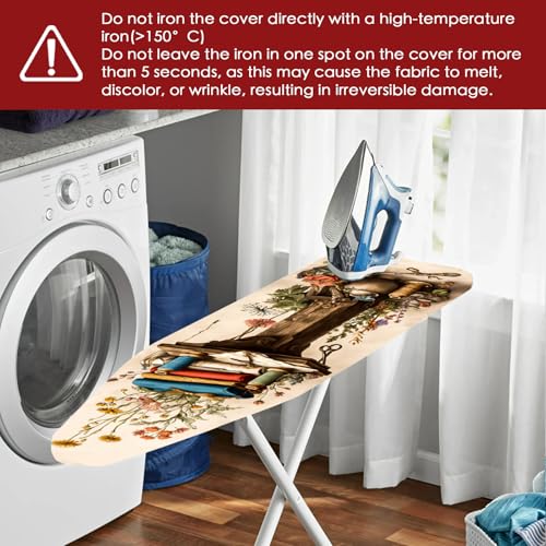 Image of Nuxovilar Stacked Fabrics Ironing Board Cover 15x54 Polyester | Iron Pad Scorch Guard laundry helper protective board shield home laundry room craft studio (Wildflower Fabric)