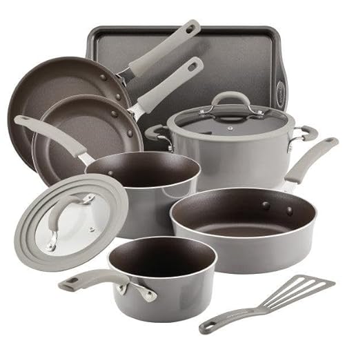 Rachael Ray Cook + Create Nonstick Cookware/Pots and Pan Set, 10 Piece, Gray Rachael Ray Cook + Create Nonstick Cookware/Pots and Pan Set, 10 Piece, Gray