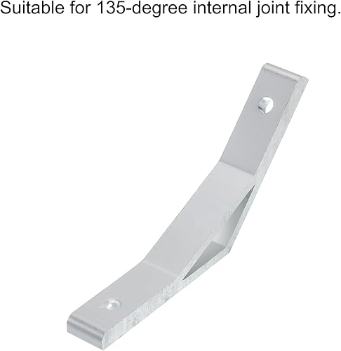 Miniatura 4 de uxcell 2 soportes de esquina de perfil de aluminio de ángulo de 135 grados, conectores de junta de esquina para la serie 2020 (blanco plateado)