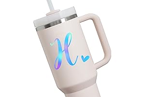 3-Pack Holographic Name Decals for Tumblers: Initial and Heart Decals for Monograms