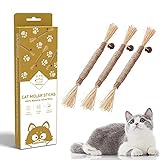 Potaroma 3 Pack Natural Silvervine Sticks Cat Toys, Catmint Silvervine Blend Sticks, Catnip Chew Toys for Kittens Teeth Cleaning, Matatabi Dental Care Cat Treat Toys, Edible Kitty Toys for Cats Lick