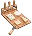 5-teiliges Käsebrett Set aus 1x Bambus Schneidebrett mit Magnethalterung für 4x Käsemesser - ca. 30x20x1,5 8,5 cm große stabile robuste Käse Servierplatte Buffet-Platte Käseplatte mit Besteck