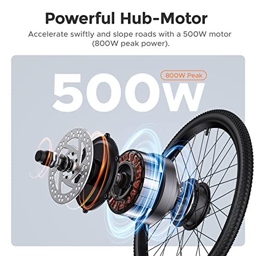 Engwe P26 Electric Commuter Bikes For Adults, 26" 500W City Cruiser Ebike, Long Range 48V 13.6Ah Removable Battery, 24.8Mph Max Speed, Intelligent Lcd Display, Ul Certified-Blue #TOP3