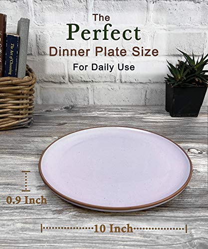 Mora Ceramic Dinner Plates Set of 6, 10 inch Dish Set - Microwave, Oven, and Dishwasher Safe, Scratch Resistant, Modern Rustic Dinnerware- Kitchen Porcelain Serving Dishes - Lavender Sugar