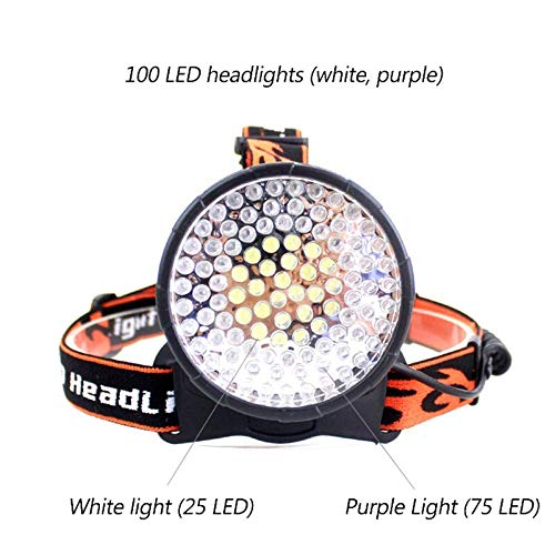 Hhxiao Led Headlamp 100 Led Headlamp 10W 4 Modes White+395Nm Uv Blacklight Head Torch Light Rechargeable Outdoor Waterproof Powerful Uv Light #TOP4