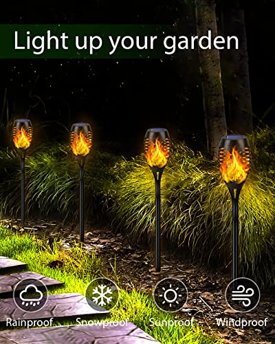 Solar Outdoor Lights For Garden Decor, Solar Torch Lights With Flickering Flame, Waterproof Solar Pathway Lights Landscape Lighting For Home, Yard, Lawn, Patio, Walkway, Outdoor Decorations (8 Packs) #TOP3