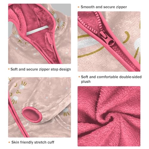 OTVEE Pink Easter Rabbit Kids Hoodie Jacket Fall Spring Full Zip Warm Outwear Coat3