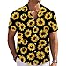 Yellow Sunflower Mens Funny Hawaiian Shirts 3D Graphic Button Down Short Sleeve Tropical Holiday Beach Aloha Shirt