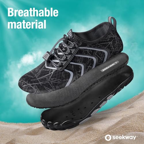 Image of SEEKWAY Mens Womens Water Shoes Quick-Dry Aqua Sock Barefoot Athletic Sports Shoes for Outdoor Beach Swim surf Walking Diving Boating Hiking Pool