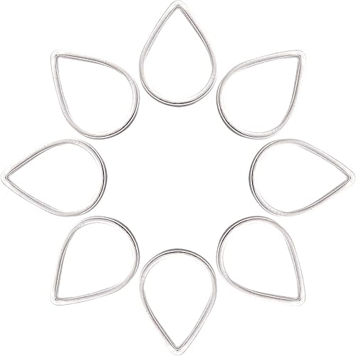 Vista 53 de FASHEWELRY Anillos de acero inoxidable 70cs con eslabones de corazón, 4 tamaños, de metal con forma de corazón, bisel abierto, conectores