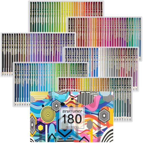 LBW 180 Colored Pencils for Adult Coloring Books, 12 Metallic Pencil, Oil Based Soft Core Professional Color Pencils for Artists Beginners, Drawing Coloring Sketching Blending by LBW - Used condition - CA$30.27