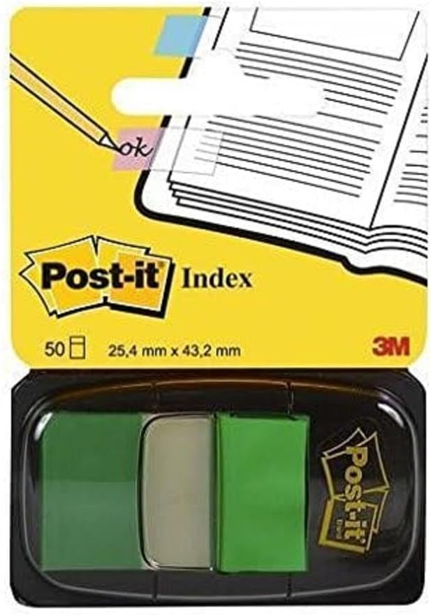 Post-it Index Medium Plastic Dispenser - Green (Pack of 50)