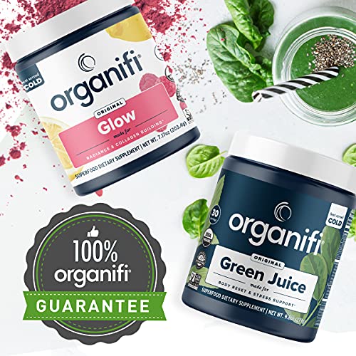 Organifi Green Juice Superfood Powder And Glow Collagen Support (30 Servings) Weight Control, Skin Care, Detox Cleanse, Stress Relief, Immunity Support - Gluten Free, Vegan, Whole Food #TOP7