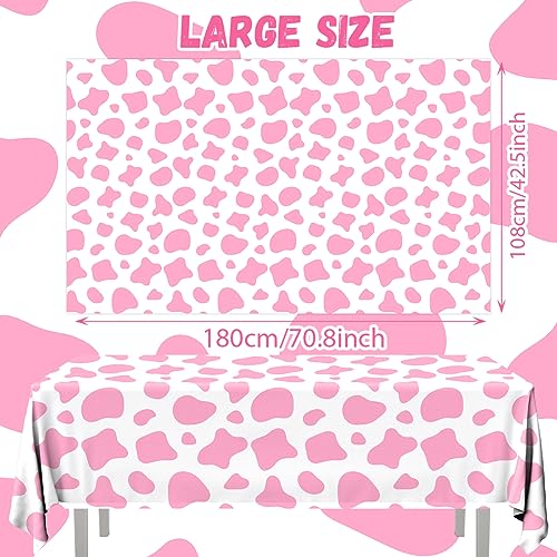 Image of Cow Print Tablecloth,Highland Cow Party Decorations 3PCS Plastic Pink Cow Print Table Cloths Disposable Cow Tablecloth for Farm Theme Birthday Party Decoration