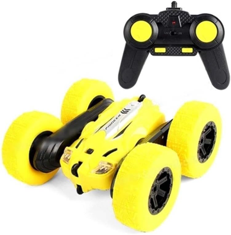 Yellow NessiWorld Stunt Racing Acrobat Remote Control Car with its remote control
