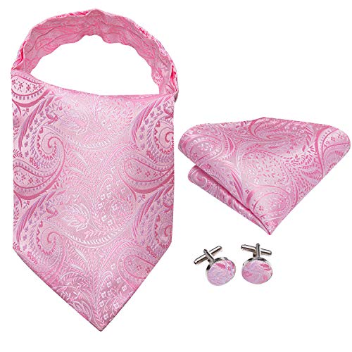 Image of Dubulle Paisley Floral Ascot for Men Self Tie Mens Cravat and Pocket Square Cufflinks Wedding