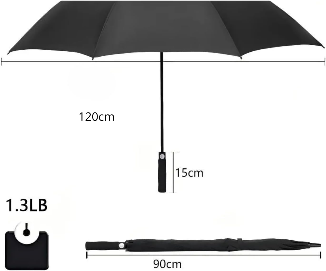 Guarda-Chuva Automático Grande Reforçado 120cm – Antivento com Proteção UV e Fibra de Vidro para até 3 Pessoas Guarda-Chuva Automático Grande Reforçado 120cm – Antivento com Proteção UV e Fibra de Vidro para até 3 Pessoas