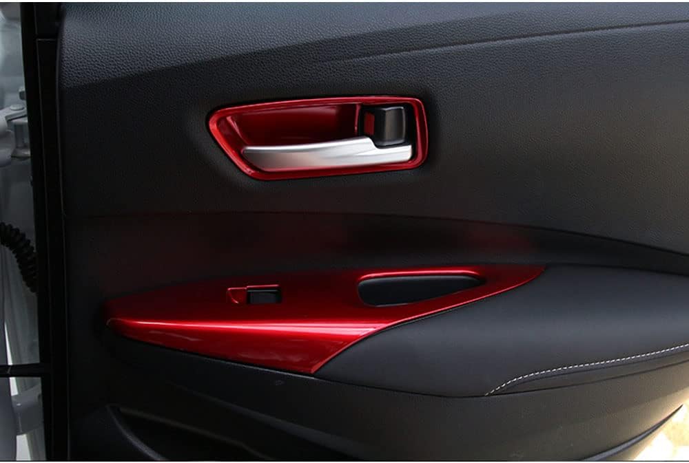 BOYUER for Toyota Corolla 2020 2021 2022 2023 2024 2025 2026,2019-2025 Corolla Hatchback 4PCS Car Inner Door Handle Bowl Frame Cover Trim Interior Decoration Accessories (Wine Red)