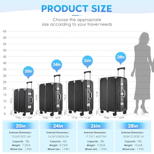 2-Piece Zipperless Luggage Set | 20/28 Inch Airline Approved | TSA Lock, Scratch-Proof Hardshell & Silent Wheels | Lightweight Carry-On for Business Travel (BLACK)4