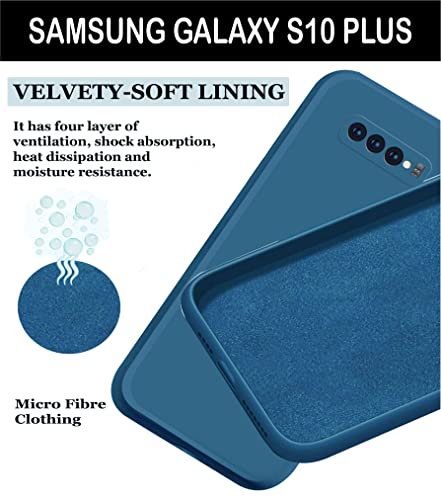 Image of A rtistque Liquid Silicone Matte Shockproof Flexible with Camera Protection Soft Back Cover Case for Samsung Galaxy S10 Plus - Blue