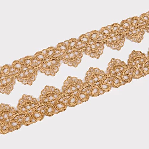 8Yards Vintage Brown Lace Edge Trim, Retro Metaillic Embroidery Lace Ribbon Trimmings Fabric for Sewing Craft, Costumes, Home DÃ©cor