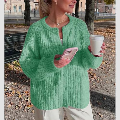 Image of Hixiaohe Cardigan Sweater for Women Long Sleeve Button Y2K Chunky Knit Sweater Fall Casual Open Front Outwear Knitwear Coat
