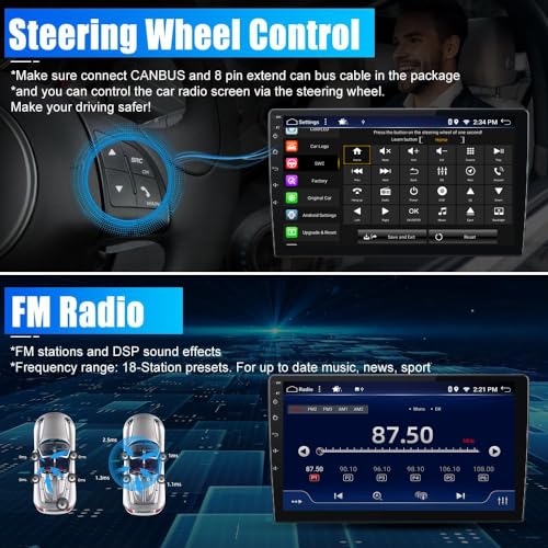 YUNTX Android 14 Autoradio für Hyundai i10 2014-2019-[Integriertes CarPlay/Android Auto/GPS]-9” IPS Touchscreen-mit Kamera-Lenkradsteuerung/MirrorLink/Bluetooth 5.0/WiFi/USB/4G